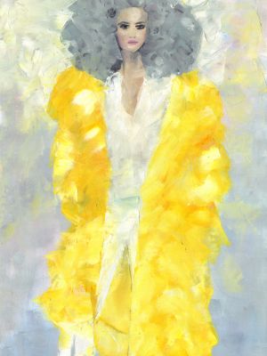 Yellow Pop Frau mit gelbem Mantel