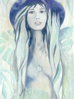 Eve Ölbild Eve, Frau in türkisen Farben